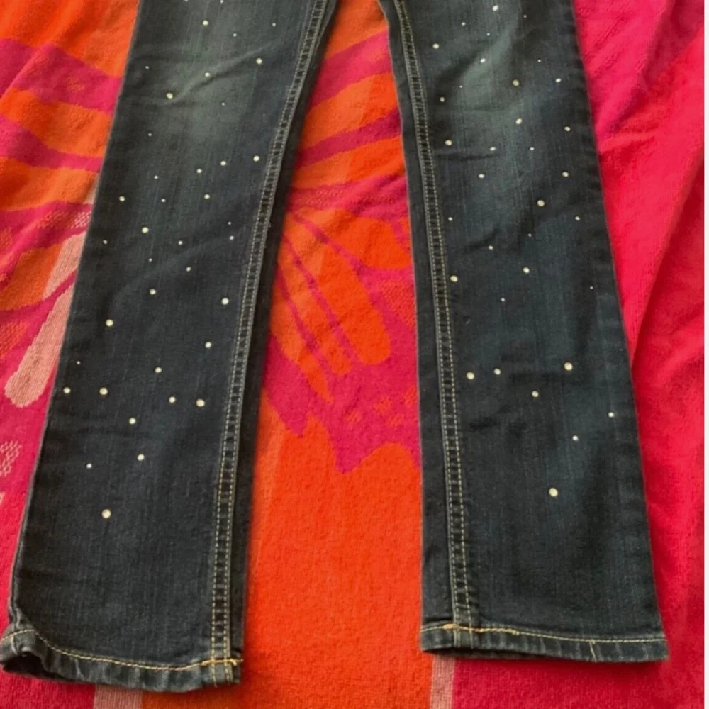 Girl  Slim Jeans with Rhinestones Size 10 Skinny Sparkle Stretch